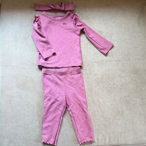 Charming Pink Kids Long Sleeve Set with Headband 12M Carter’s